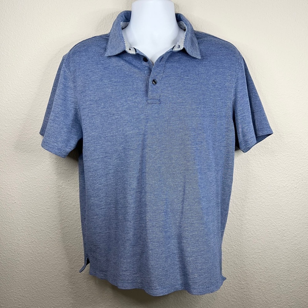 Fairlane Polo Shirt Men's XL Short Blue Slim Fit Performance Pique Stretch Golf